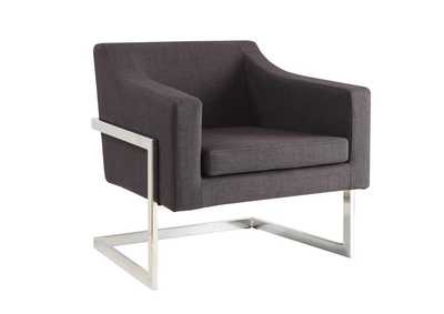 Image for Chrome Contemporary Grey and Chrome Accent Chair