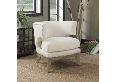 Dominic Barrel Back Accent Chair White and Weathered Grey