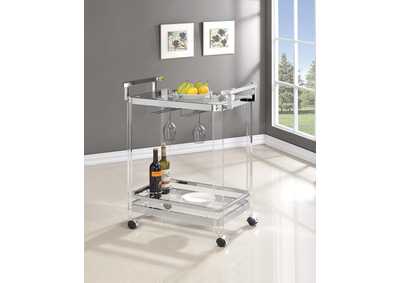 Image for 2-tier Glass Serving Cart Clear
