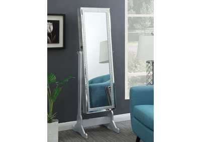 Elle Jewelry Cheval Mirror with Crytal Trim Silver