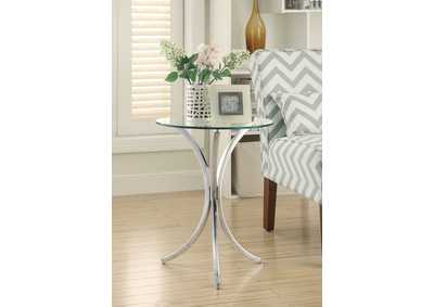 Image for Eloise Round Accent Table with Curved Legs Chrome