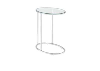 Image for Chrome Contemporary Glass And Chrome Snack Table