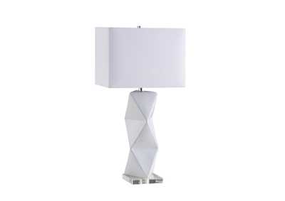 Image for Camie Geometric Ceramic Base Table Lamp White