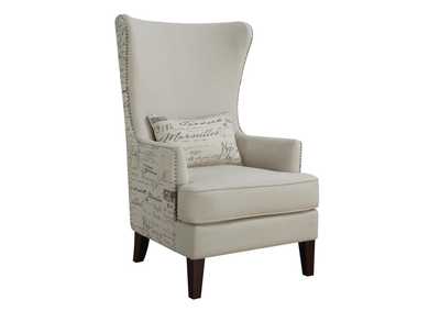 Curved Arm High Back Accent Chair Cream,Coaster Furniture
