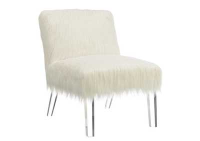 Clear Contemporary White Accent Chair