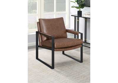 Image for Rosalind Upholstered Accent Chair with Removable Cushion Umber Brown and Gunmetal