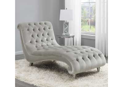 Image for Lydia Tufted Cushion Chaise with Nailhead Trim Grey
