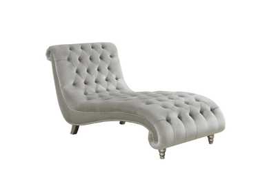 Tufted Cushion Chaise with Nailhead Trim Grey