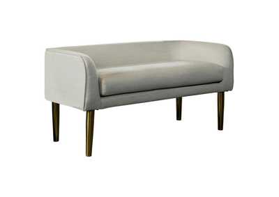 Image for Low Back Upholstered Bench Light Grey and Gold