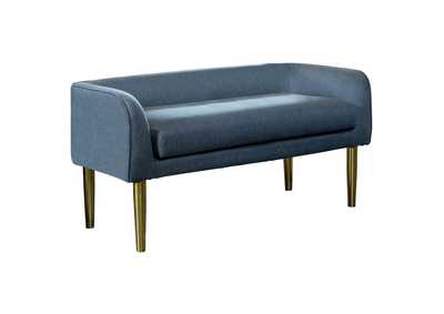 Image for Low Back Upholstered Bench Blue and Gold