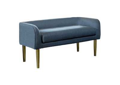 Low Back Upholstered Bench Blue And Gold