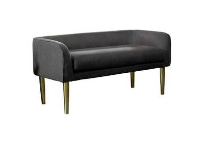 Image for Low Back Upholstered Bench Dark Grey and Gold