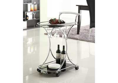 Image for 2-shelve Serving Cart Chrome and Black