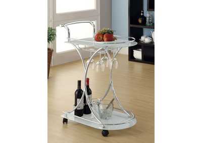 Image for Elfman 2-shelve Serving Cart Chrome and White