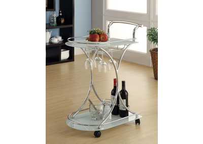 Elfman 2-Shelve Serving Cart Chrome And White
