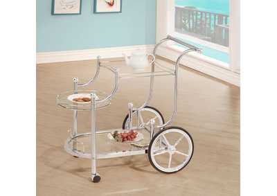 Image for Sarandon 3-tier Serving Cart Chrome and Clear