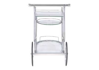 3-tier Serving Cart Chrome and Clear,Coaster Furniture