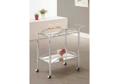 Image for 2-tier Serving Cart with Glass Top Chrome and Clear