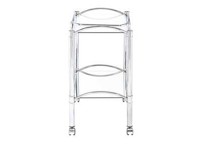 2-tier Serving Cart with Glass Top Chrome and Clear,Coaster Furniture