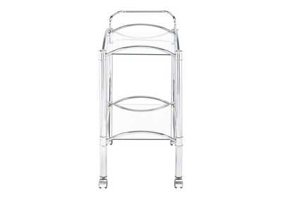 Shadix 2-Tier Serving Cart With Glass Top Chrome And Clear,Coaster Furniture