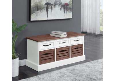 Alma 3 - drawer Storage Bench Weathered Brown and White