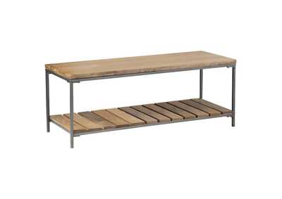 Image for Accent Bench with Slat Shelf Natural and Gunmetal