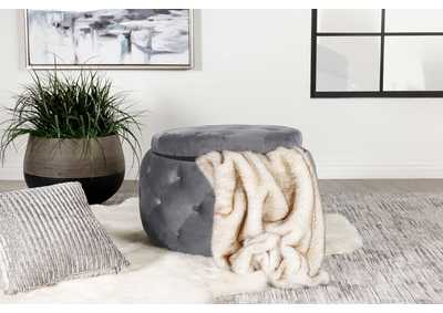 Image for Angelina Tufted Storage Round Ottoman Steel Grey