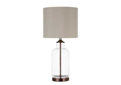 Image for Aisha Drum Shade Table Lamp Creamy Beige And Clear