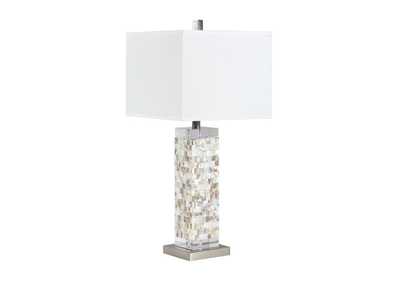 Image for Square Shade Table Lamp With Crystal Base White And Silver