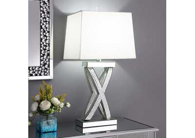 Dominick Table Lamp with Rectange Shade White and Mirror