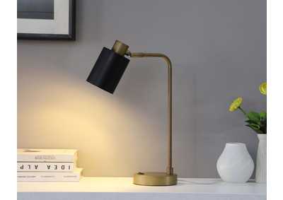 Image for Cherise Adjustable Shade Table Lamp Antique Brass and Matte Black
