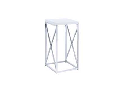 Image for Edmund Accent Table with X - cross Glossy White and Chrome
