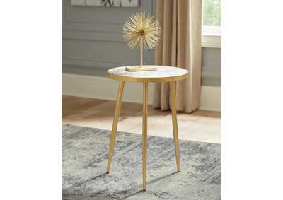 Acheson Round Accent Table White and Gold,Coaster Furniture