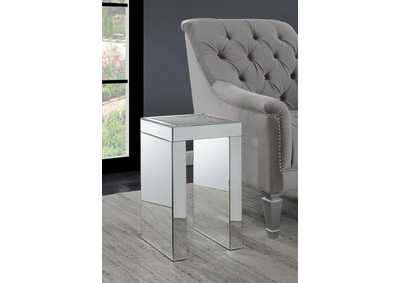 Silver Contemporary Mirrored Side Table