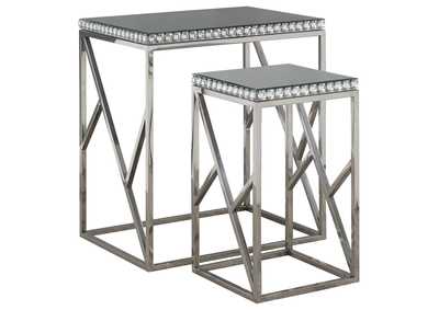 Betsy 2-piece Mirror Top Nesting Tables Silver