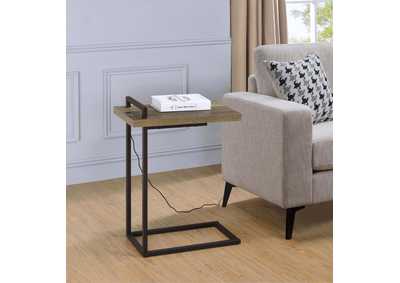 Image for Rectangular Top Accent Table With Usb Port Weathered Pine