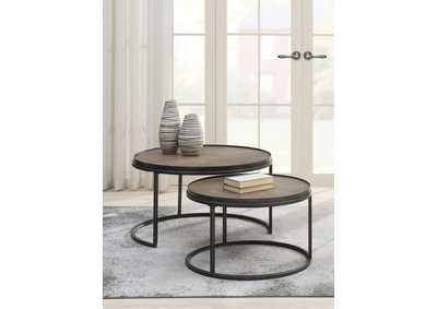 Image for Rodrigo 2-piece Round Nesting Tables Weathered Elm