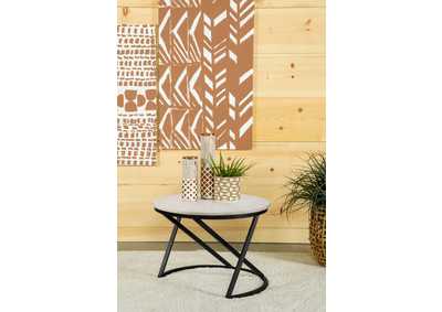 Image for Miguel Round Accent Table with Marble Top White and Black