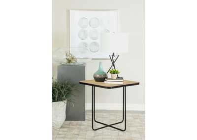 Image for Elyna Square Accent Table Travertine and Black