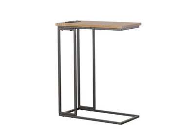 Image for Rudy Snack Table with Power Outlet Gunmetal and Natural
