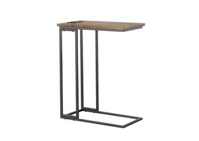 Image for Rudy Snack Table With Power Outlet Gunmetal And Antique Brown