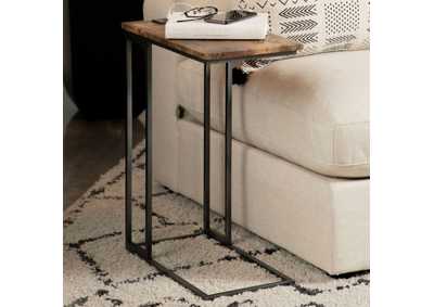 Image for Rudy Snack Table with Power Outlet Gunmetal and Antique Brown