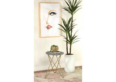 Image for Xenia Round Accent Table with Hairpin Legs Black and White