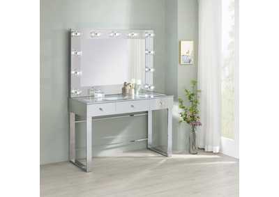 Image for 3-Drawer Vanity With Lighting Chrome And White