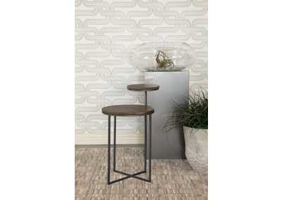 Image for Yael Round Accent Table Natural and Gunmetal