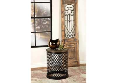 Image for Aurora Round Accent Table With Drum Base Natural And Black