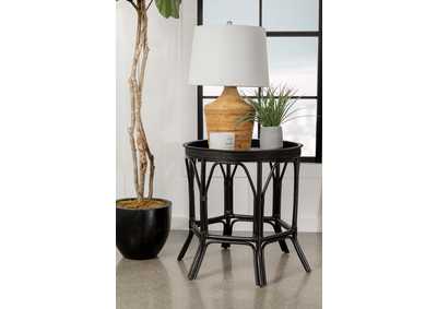 Image for Antonio Round Rattan Tray Top Accent Table Black