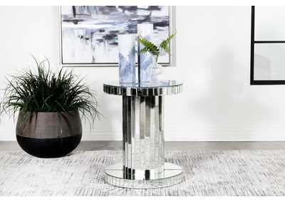 Image for Dorielle Crystal Inlay Round Top Accent Table Mirror