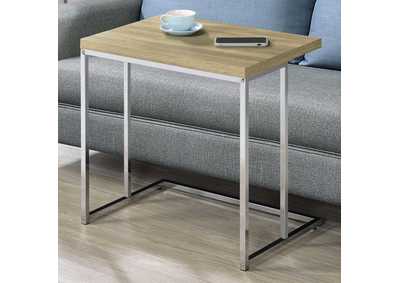 Image for Rectangular Snack Table With Metal Base Natural And Chrome