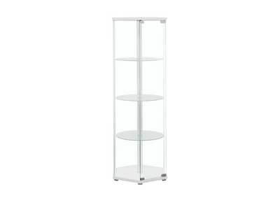 4-shelf Hexagon Shaped Curio Cabinet White and Clear